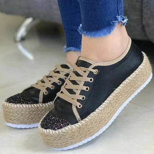 Women's PU Breathable Lace-up Casual Wear Elegant Trendy Shoes