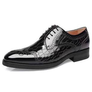 Men's PU Leather Pointed Toe Lace-Up Closure Elegant Oxford Shoes