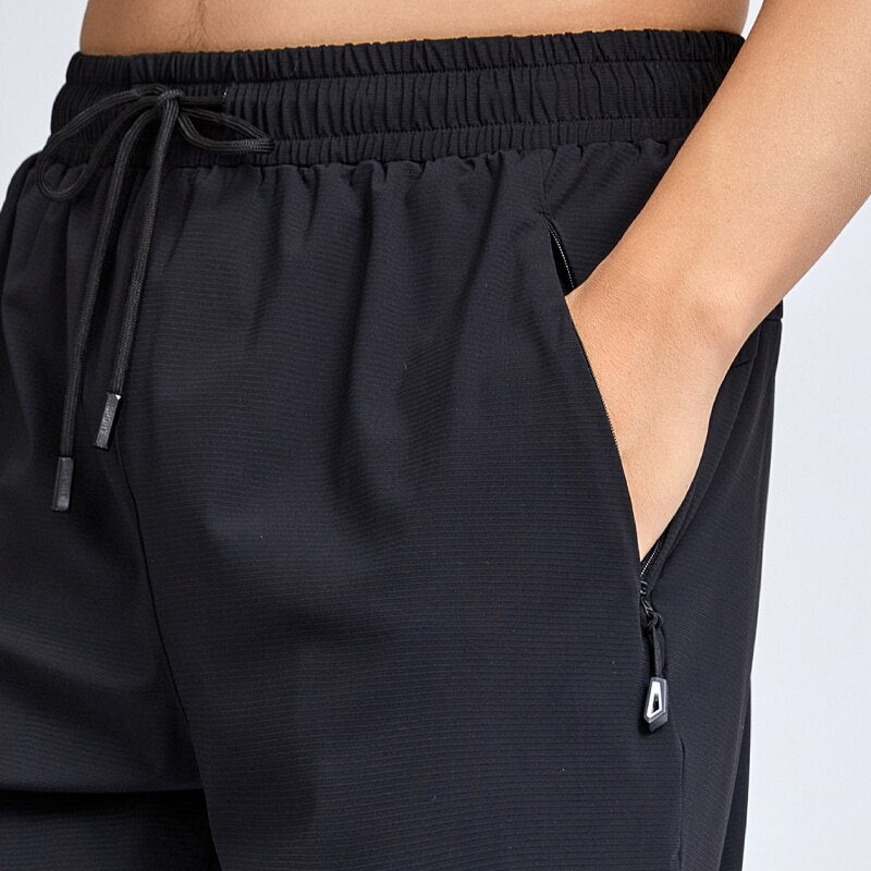 Men's Polyester Drawstring Closure Fitness Sports Wear Trousers