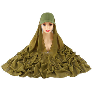 Women's Arabian Polyester Headwear Plaid Elegant Hijabs