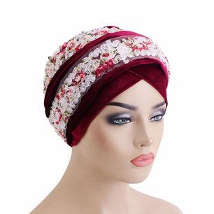 Women's Arabian Polyester Headwear Flower Hijabs