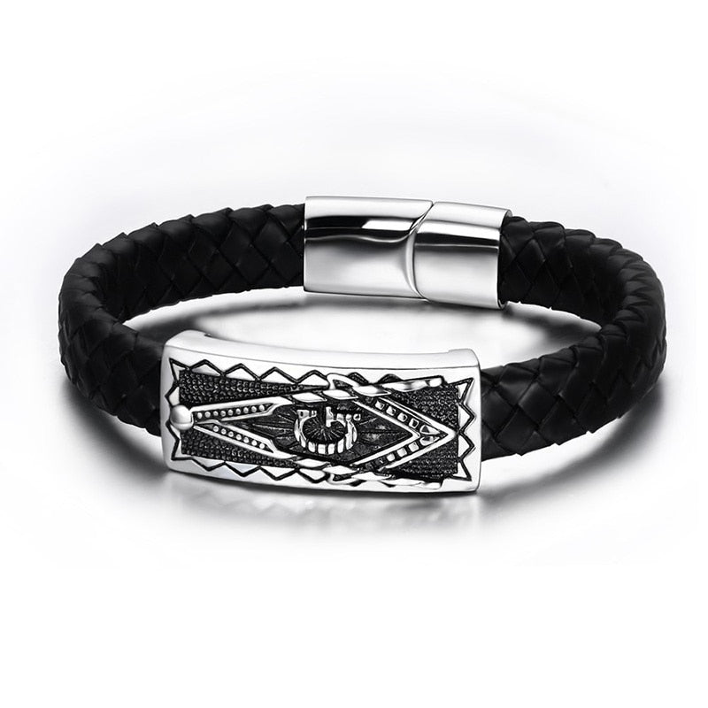 Men's Stainless Steel Magnet Clasp Round Pattern Vintage Bracelet