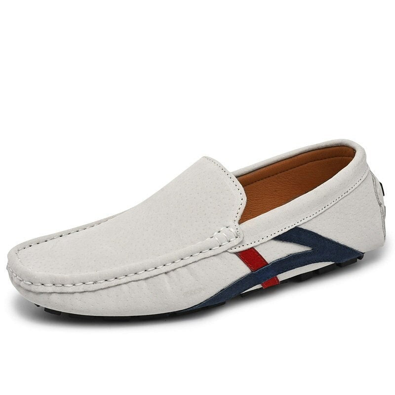 Men's Genuine Leather Square Toe Slip-On Closure Casual Shoes