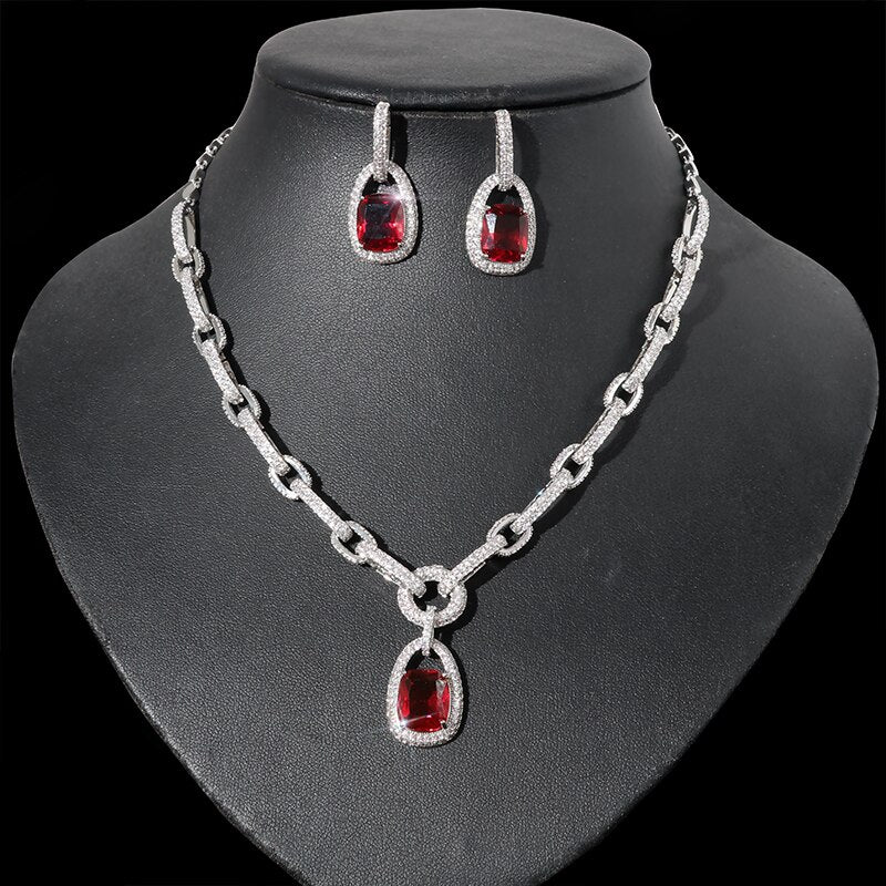 Women's Copper Cubic Zirconia Luxury Wedding Trendy Jewelry Set