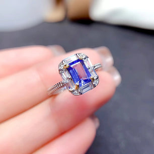 Women's 100% 925 Sterling Silver Natural Tanzanite Luxury Ring