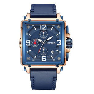 Men's Alloy Buckle Clasp Water-Resistant Quartz Square Watches