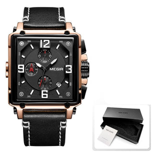 Men's Alloy Buckle Clasp Water-Resistant Quartz Square Watches