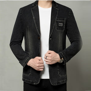 Men's Polyester Single Breasted Long Sleeve Plain Pattern Blazers