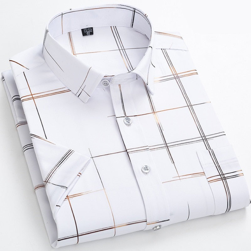 Men's Polyester Turndown Collar Short Sleeve Casual Wear Shirt