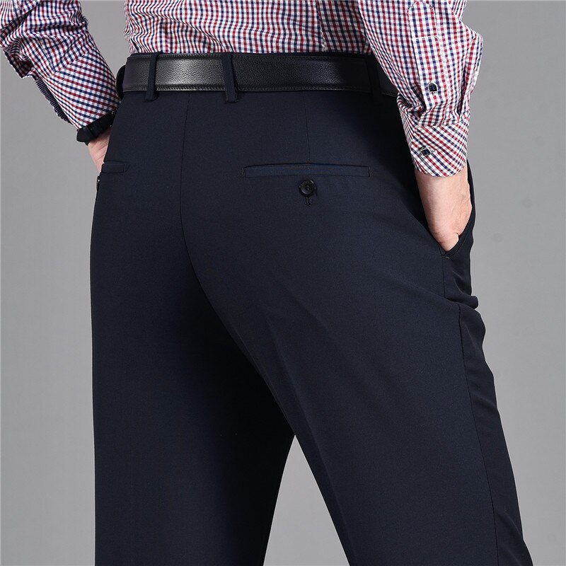 Men's Polyester Zipper Fly Closure Full Length Formal Wear Pants