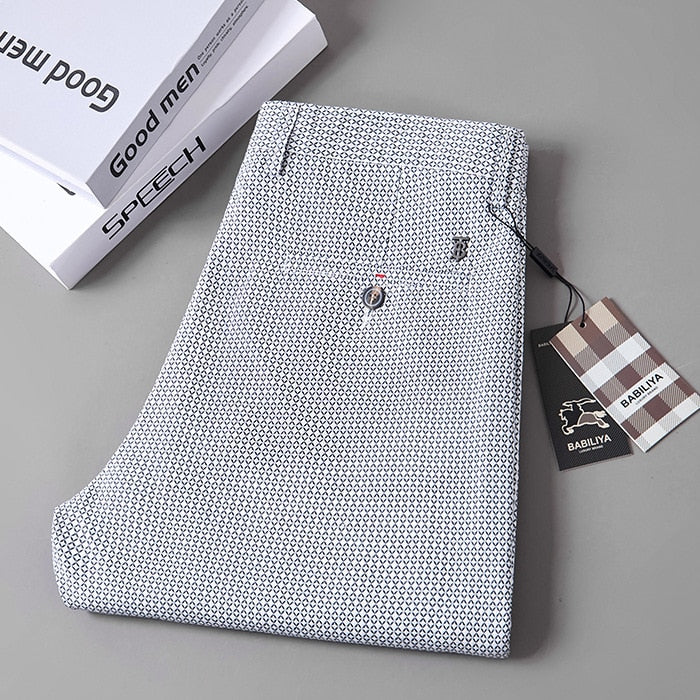 Men's Cotton Mid Waist Zipper Fly Closure Printed Casual Pants