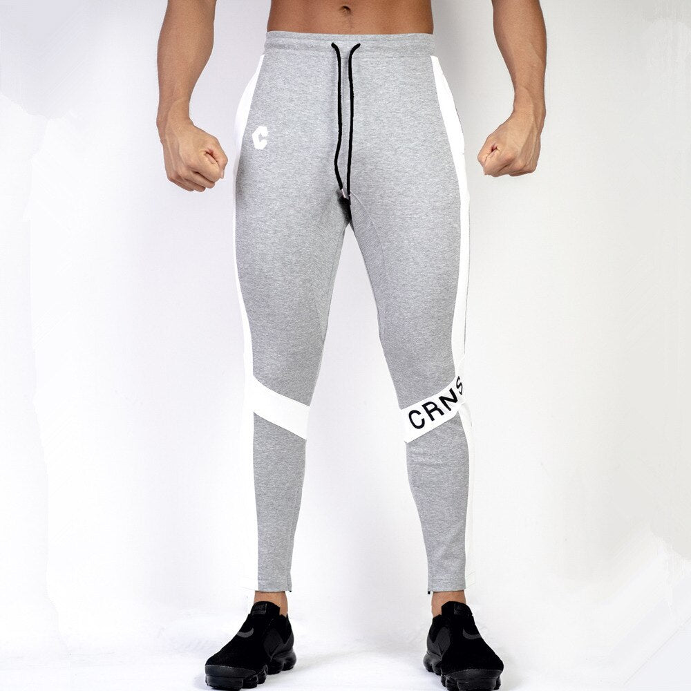 Men's Cotton Drawstring Closure Fitness Running Sport Trousers