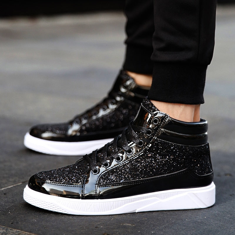 Women's PU High Top Lace-Up Closure Formal Wear Sequins Sneakers