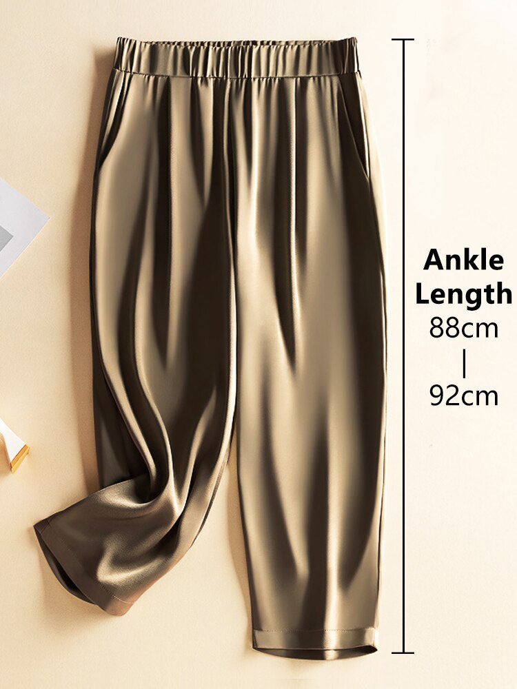 Women's Polyester Elastic Waist Closure High Waist Trousers