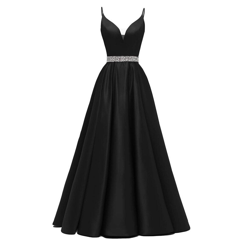 Women's V-Neck Polyester Spaghetti Straps Evening Party Dress