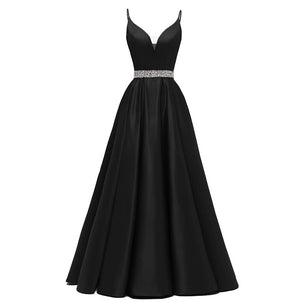 Women's V-Neck Polyester Spaghetti Straps Evening Party Dress