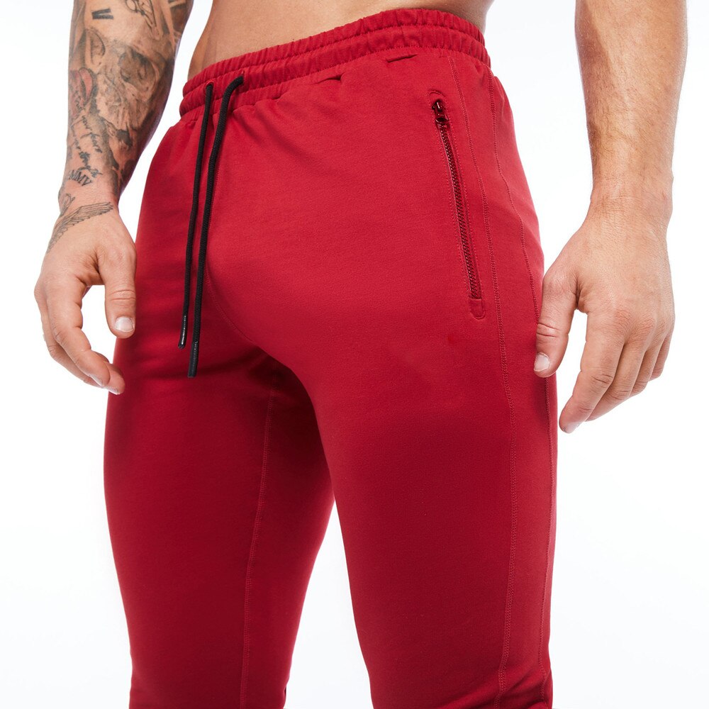 Men's Cotton Drawstring Elastic Waist Gym Wear Casual Trousers