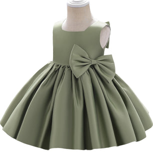 Kid's Polyester Square Neck Sleeveless Princess Wedding Dress