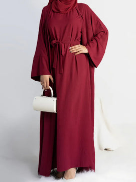 Women's Arabian Polyester Full Sleeve Solid Pattern Casual Abaya