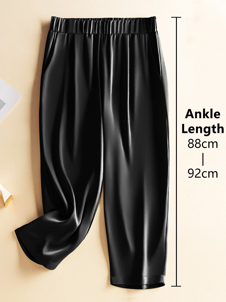 Women's Polyester Elastic Waist Closure High Waist Trousers