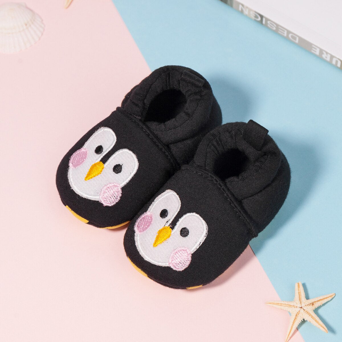 Baby's Round Toe Cotton Elastic Band Closure Anti-Slip Soft Shoes