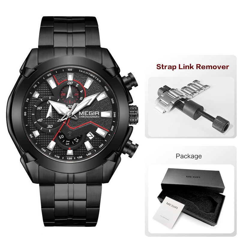 Men's Alloy Buckle Clasp Waterproof Quartz Trendy Round Watches