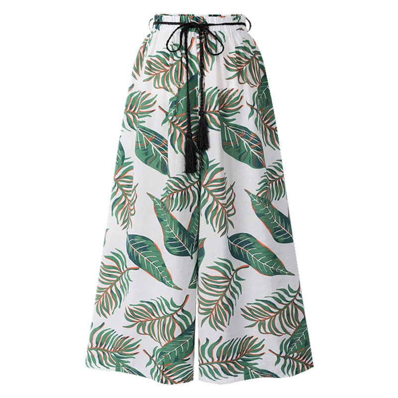 Women's Polyester Elastic Waist Closure Printed Beach Wear Pants