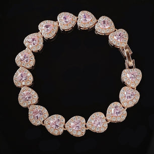 Women's Gold Filled Zircon Trendy Bridal Wedding Heart Bracelet