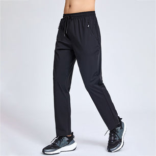 Men's Polyester Drawstring Closure Fitness Sports Wear Trousers