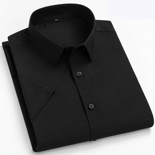 Men's 100% Cotton Short Sleeves Solid Pattern Formal Shirt