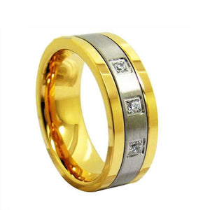 Men's Metal Tungsten Round Shaped Channel Setting Classic Ring