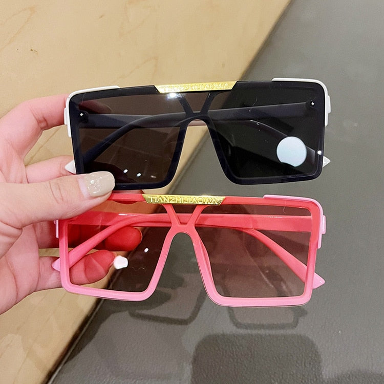 Kid's Resin Frame Outdoor Square Pattern Trendy UV400 Sunglasses