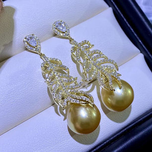 Women's 100% 925 Sterling Silver Luxurious Natural Pearl Earrings