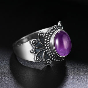 Women's 100% 925 Sterling Silver Amethyst Channel Setting Ring