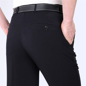 Men's Polyester Zipper Fly Closure Slim Fit Plain Formal Pants