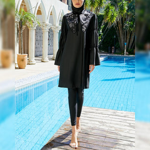 Women's Arabian Polyester Long Sleeve Printed Bathing Swimwear