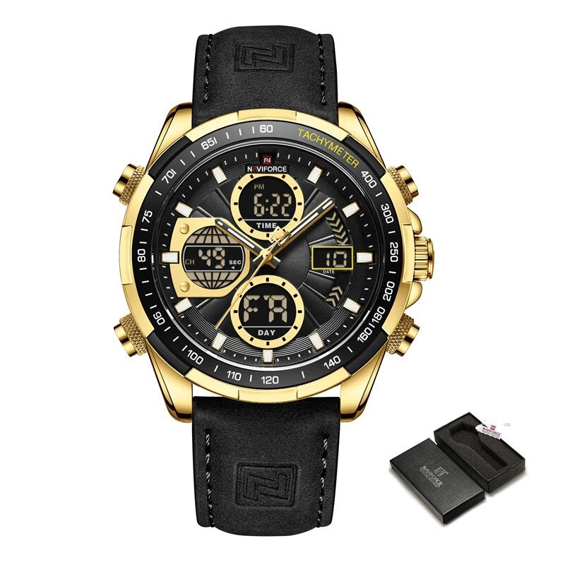 Men's Coated Glass Buckle Clasp Mechanical Round Pattern Watches