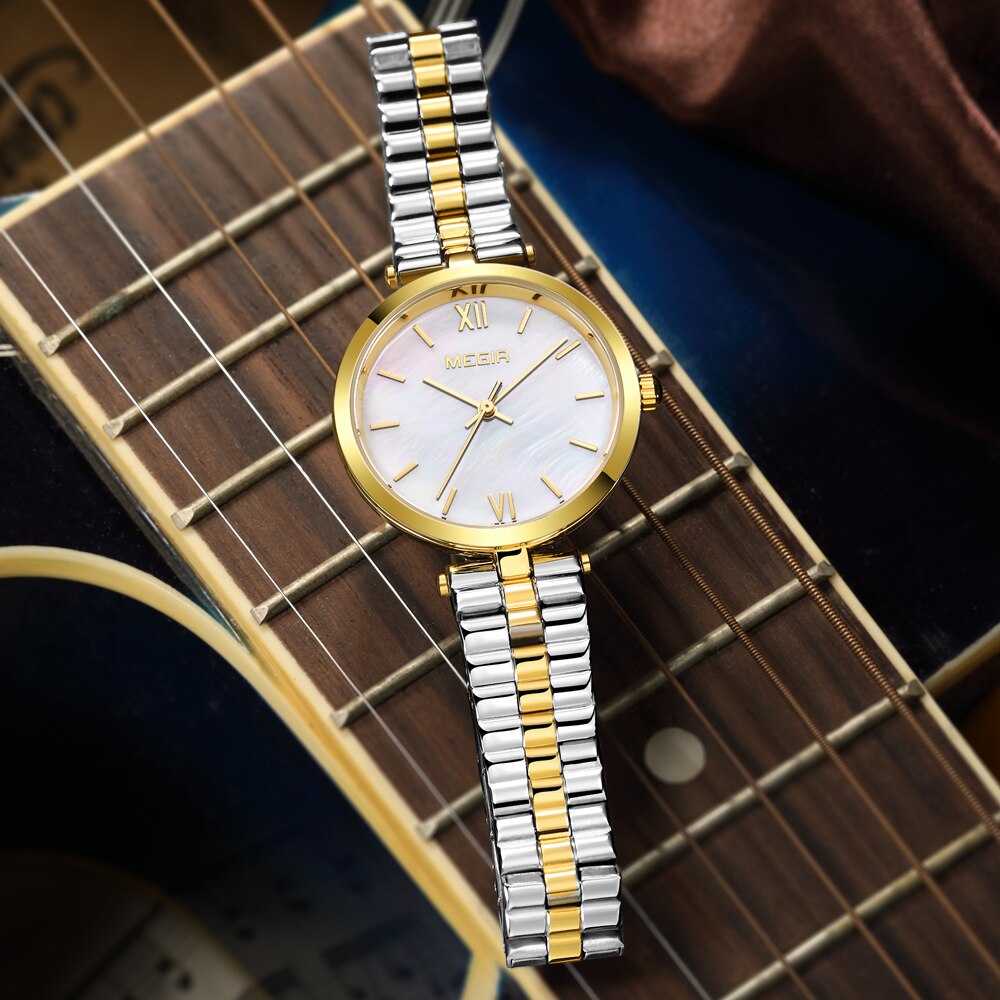 Women's Stainless Steel Folding Clasp Luxury Quartz Wrist Watch