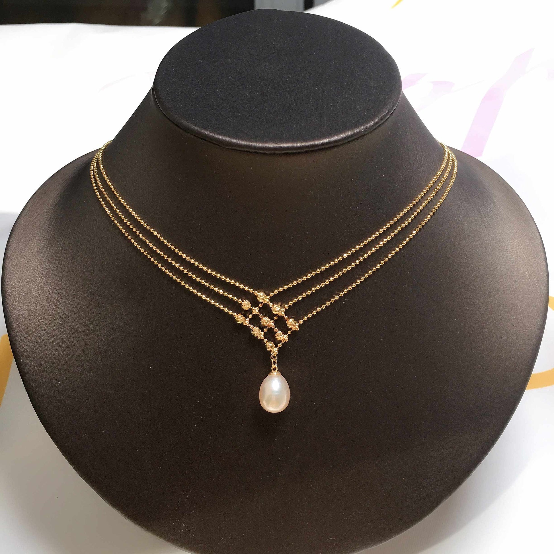 Women's Gold Filled Freshwater Pearl Trendy Water Drop Necklace