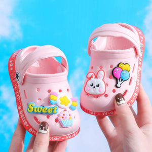 Kid's Rubber Round Toe Breathable Cartoon Pattern Beach Sandals