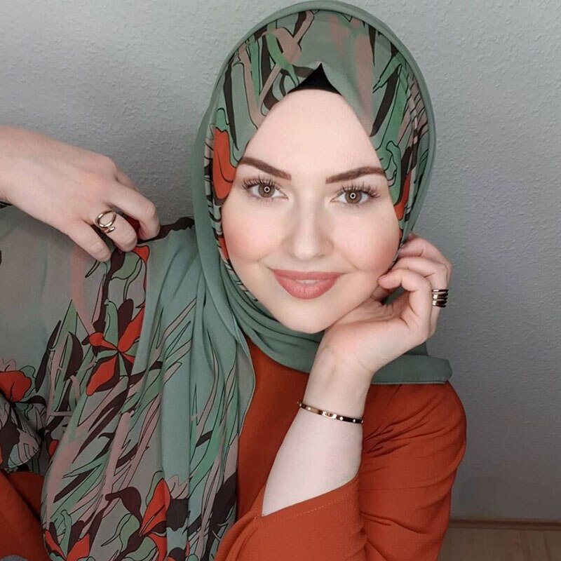 Women's Arabian Modal Head Wrap Printed Pattern Elegant Hijabs