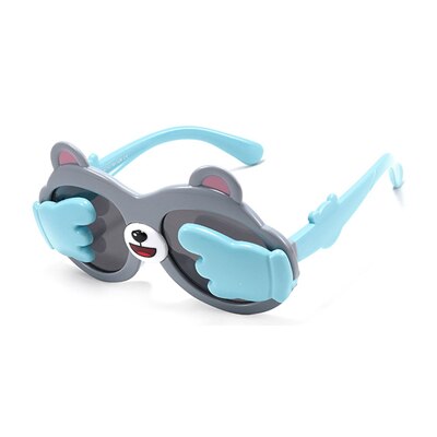 Kid's Acetate Frame Flexible Anti UV Protection Oval Sunglasses