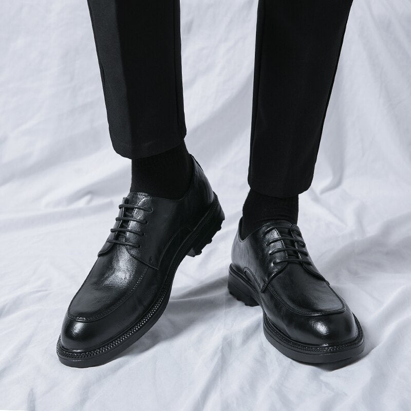 Men's Genuine Leather Round Toe Lace-Up Closure Formal Shoes