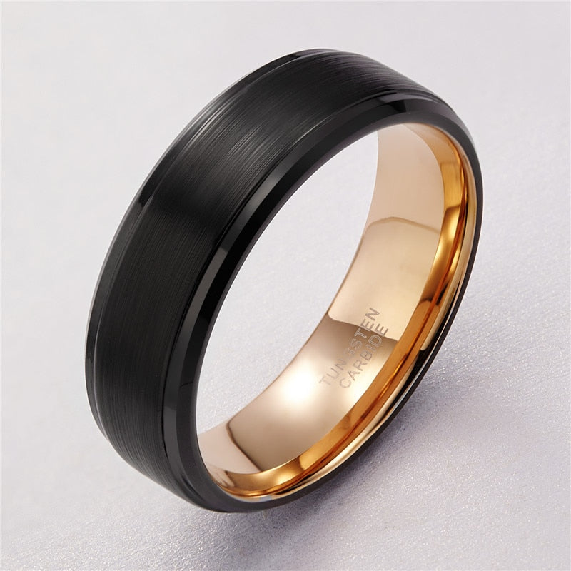 Men's 100% Tungsten Round Pattern Trendy Vintage Wedding Rings
