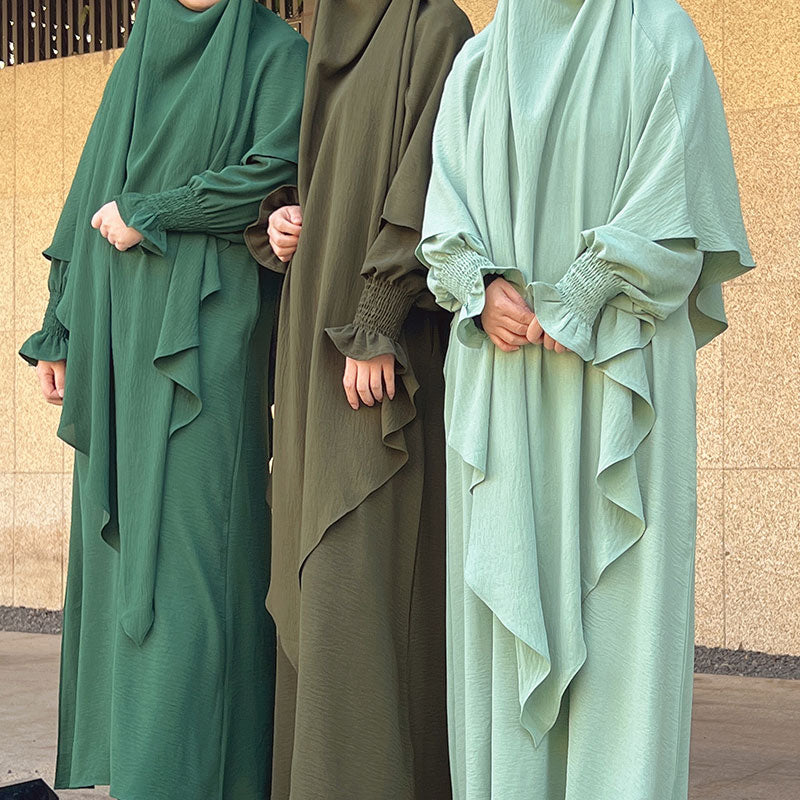 Women's Arabian Polyester Full Sleeve Two-Piece Casual Abayas