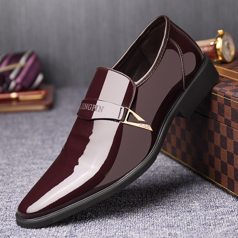 Men's PU Leather Pointed Toe Slip-On Closure Elegant Formal Shoes