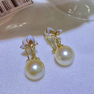 Women's 100% 925 Sterling Silver Natural Pearl Butterfly Earrings