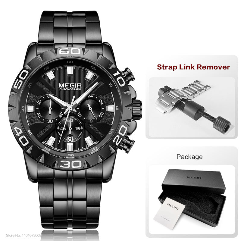 Men's Alloy Folding Clasp Waterproof Quartz Trendy Round Watches