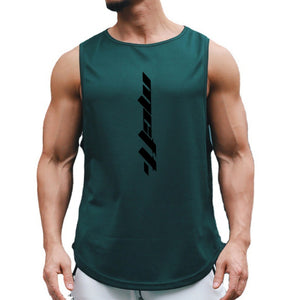 Men's Spandex Sleeveless Quick Dry Gym Wear Printed Pattern Shirt