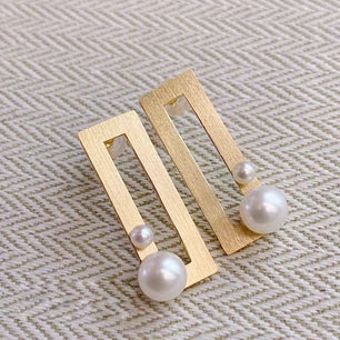 Women's 925 Sterling Silver Natural Pearl Wedding Stud Earrings